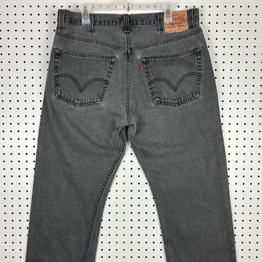 Levi's 505 Faded Black Jean 36x30 Relaxed Streetwear Skate Baggy Goth Baggy Y2K - Picture 2 of 8